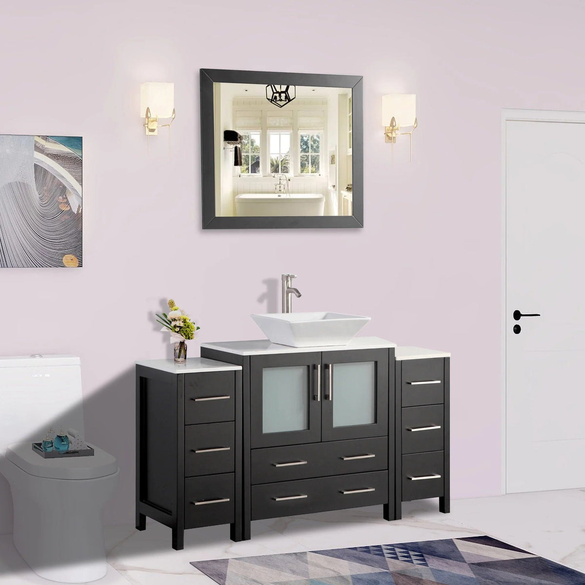 Ocean Royal 54 in. Espresso Single Sink Vanity Set with 8 Drawers