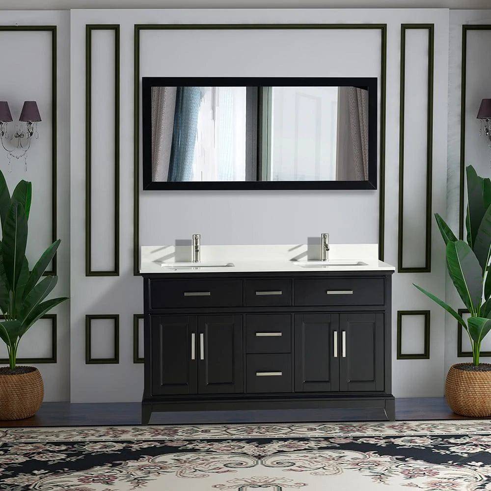 Ocean Royal 60 in. Espresso Double Sink Vanity Set with Mirror