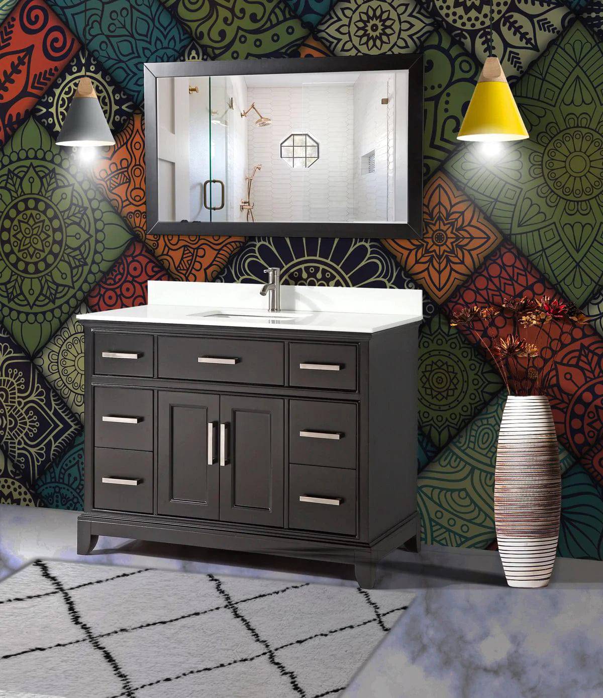 Ocean Royal 60 in. Espresso Double Sink Vanity Set with Mirror