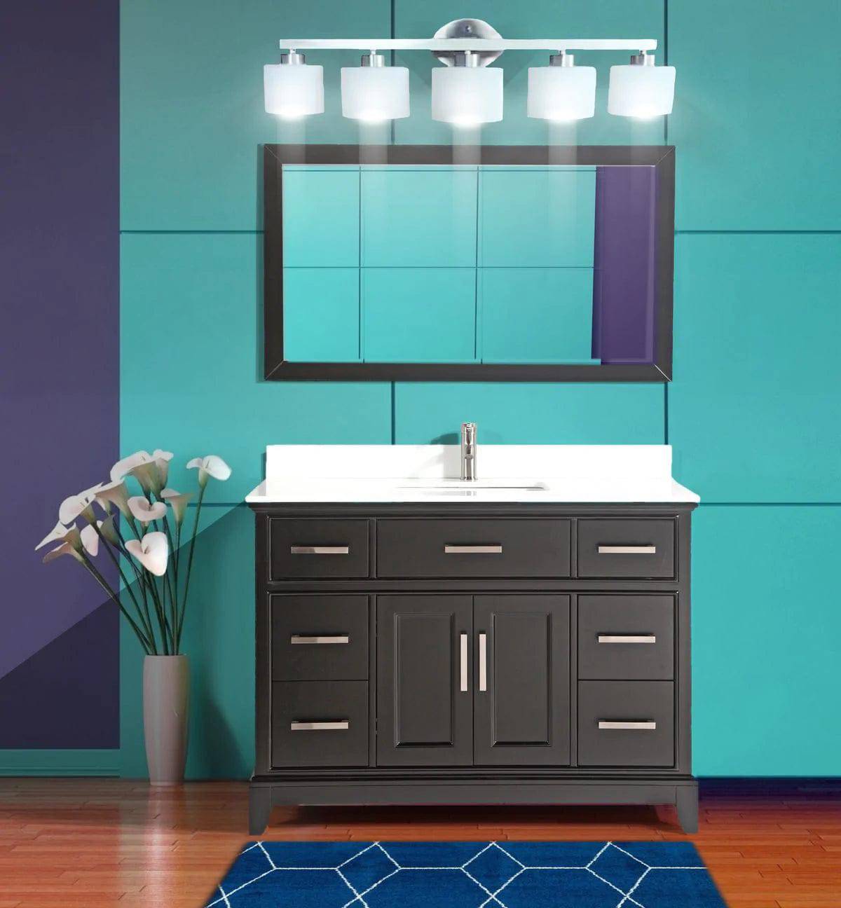 Juego de tocador de baño con lavabo doble de 60 pulgadas en color espresso