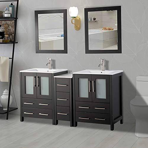 Ocean Royal 60 in. Espresso Double Sink Vanity with 7 Drawers
