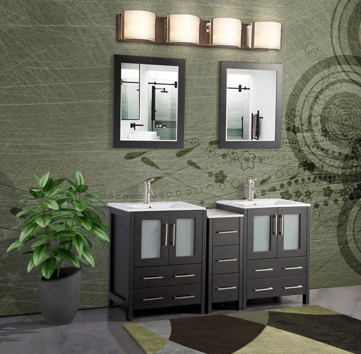 Ocean Royal 60 in. Espresso Double Sink Vanity with 7 Drawers