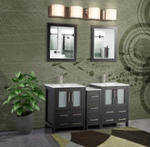 60 in. Double Sink Modern Bathroom Vanity Combo Set in Espresso - Decohub Home