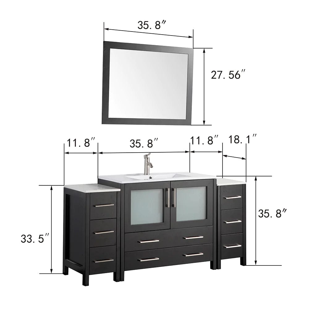 Ocean Royal 60 in. Espresso Single Vanity Set with Mirror