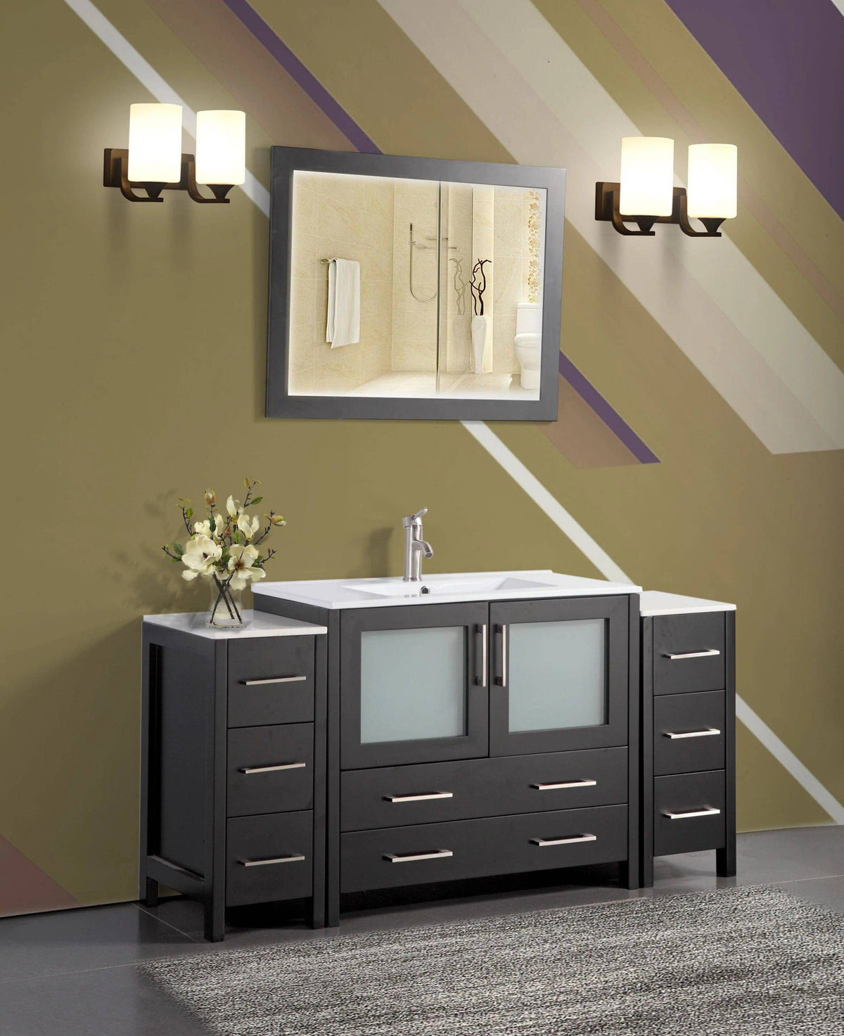 Ocean Royal 60 in. Espresso Single Vanity Set with Mirror