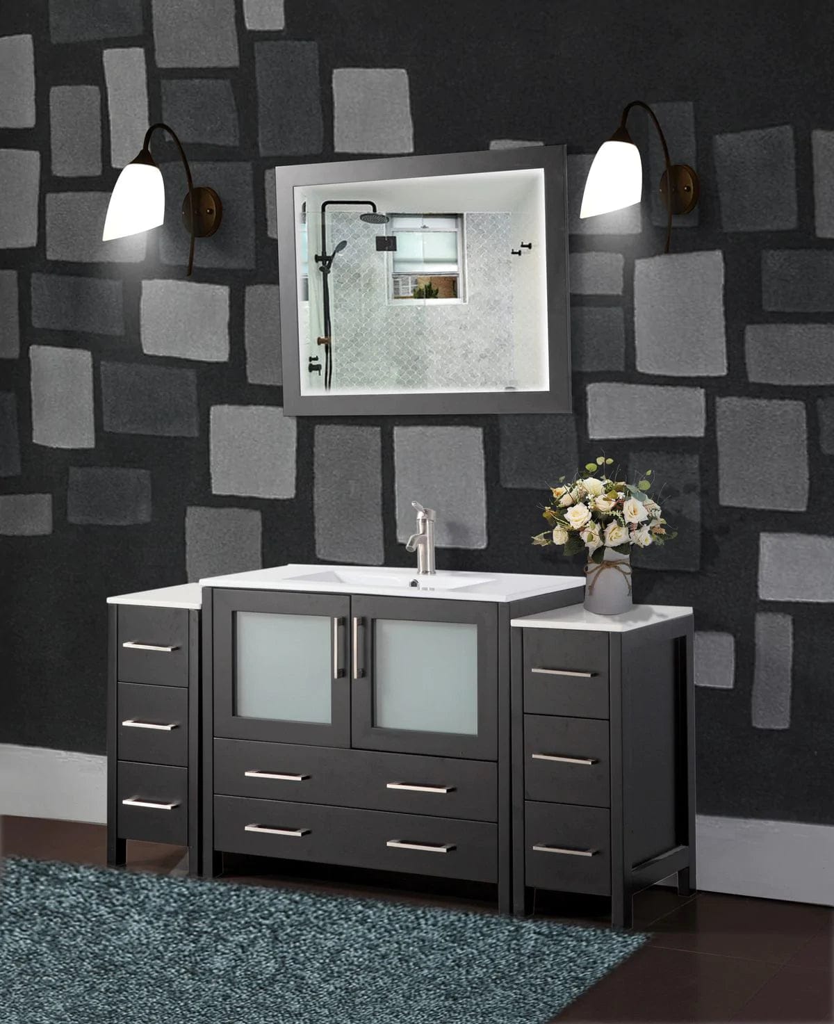 Ocean Royal 60 in. Espresso Single Vanity Set with Mirror
