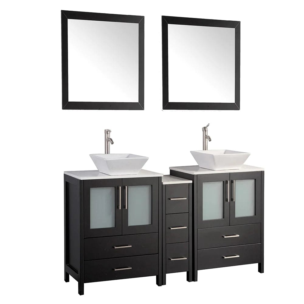 Conjunto de tocador de baño con lavabo doble de 72 pulgadas en color espresso
