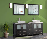 72 in. Double Sink Bathroom Vanity Combo Set in Espresso - Decohub Home