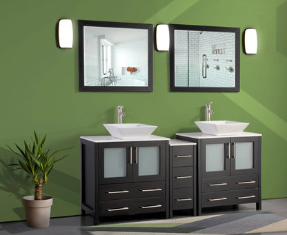 72 in. Double Sink Bathroom Vanity Combo Set in Espresso - Decohub Home