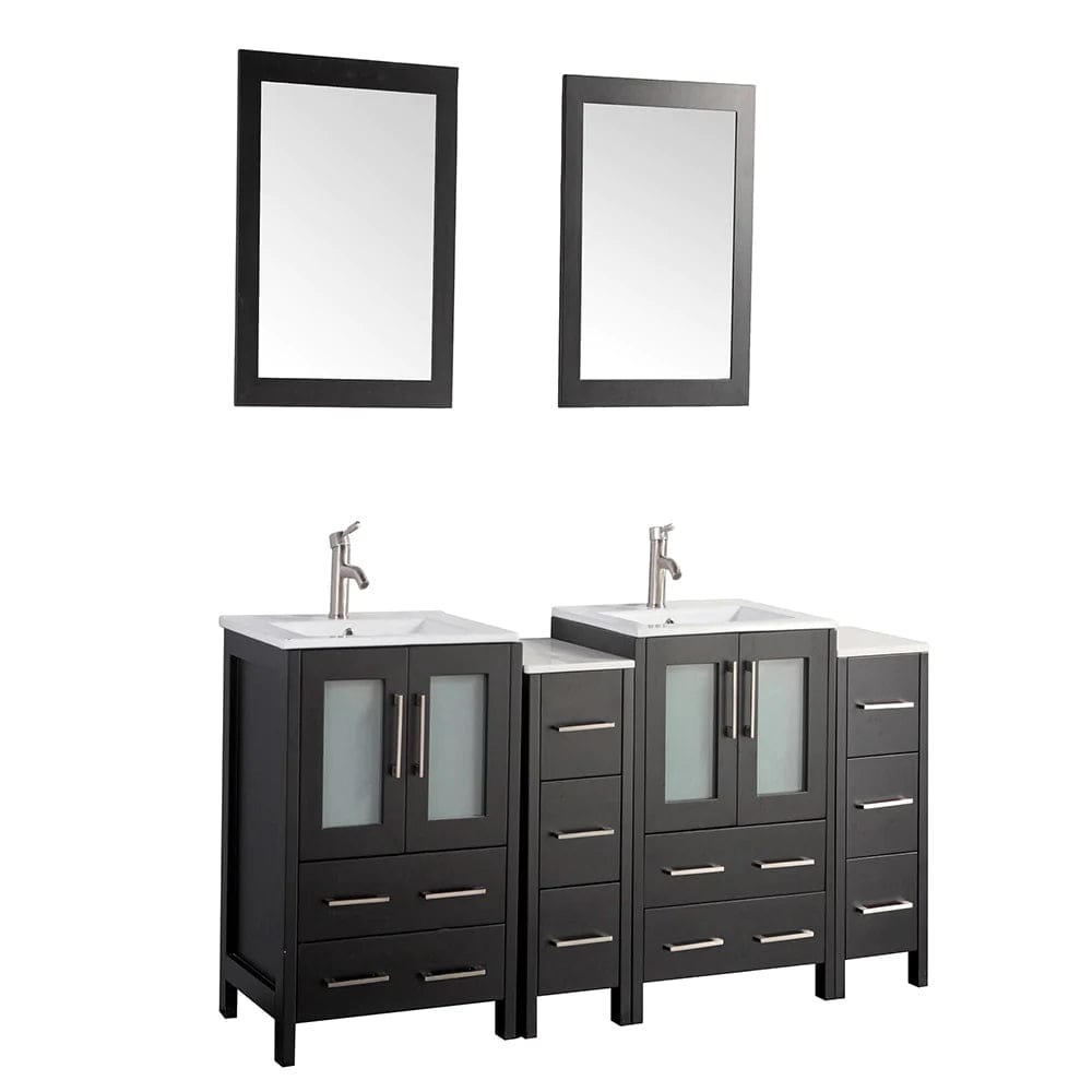 Ocean Royal 72 in. Espresso Double Sink Vanity with 10 Drawers