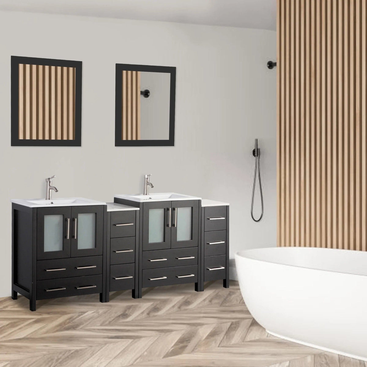 Ocean Royal 72 in. Espresso Double Sink Vanity with 10 Drawers
