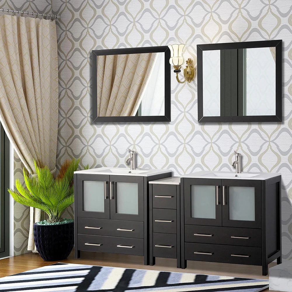 Ocean Royal 72 in. Espresso Double Vanity Set with Mirrors
