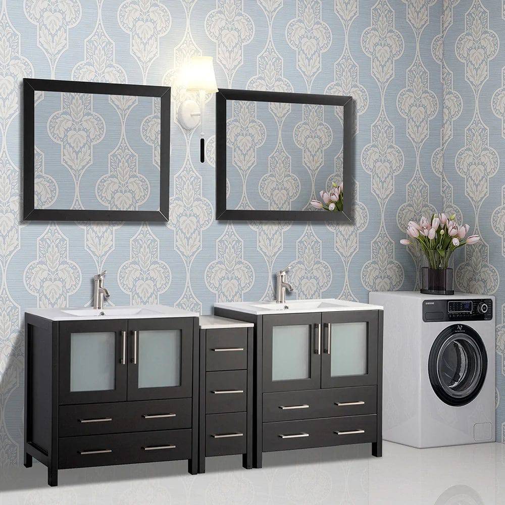 Ocean Royal 72 in. Espresso Double Vanity Set with Mirrors