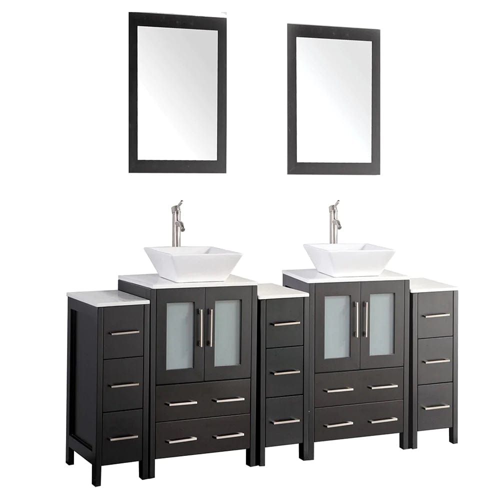 Ocean Royal 84 in. Espresso Double Sink Vanity Set with 13 Drawers
