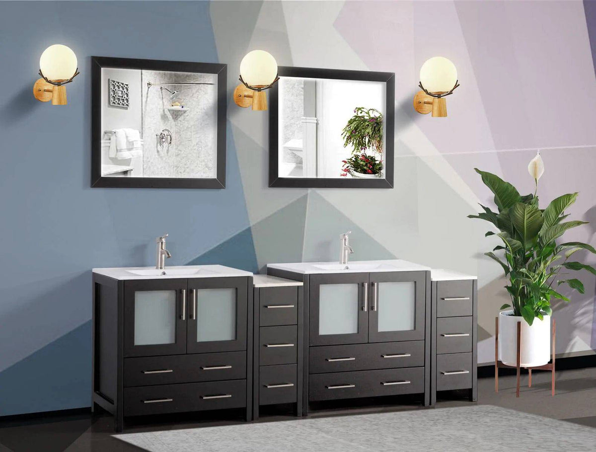 Ocean Royal 84 in. Espresso Double Vanity Set with Mirrors