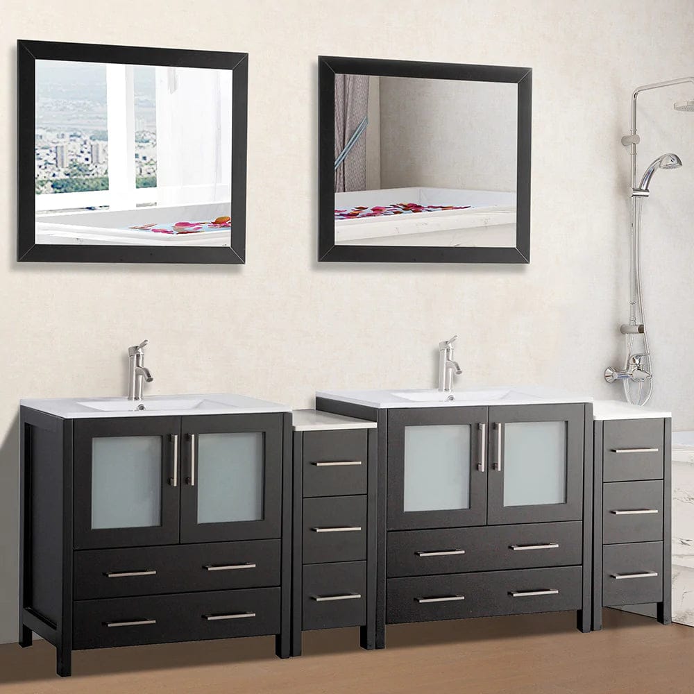 Ocean Royal 84 in. Espresso Double Vanity Set with Mirrors