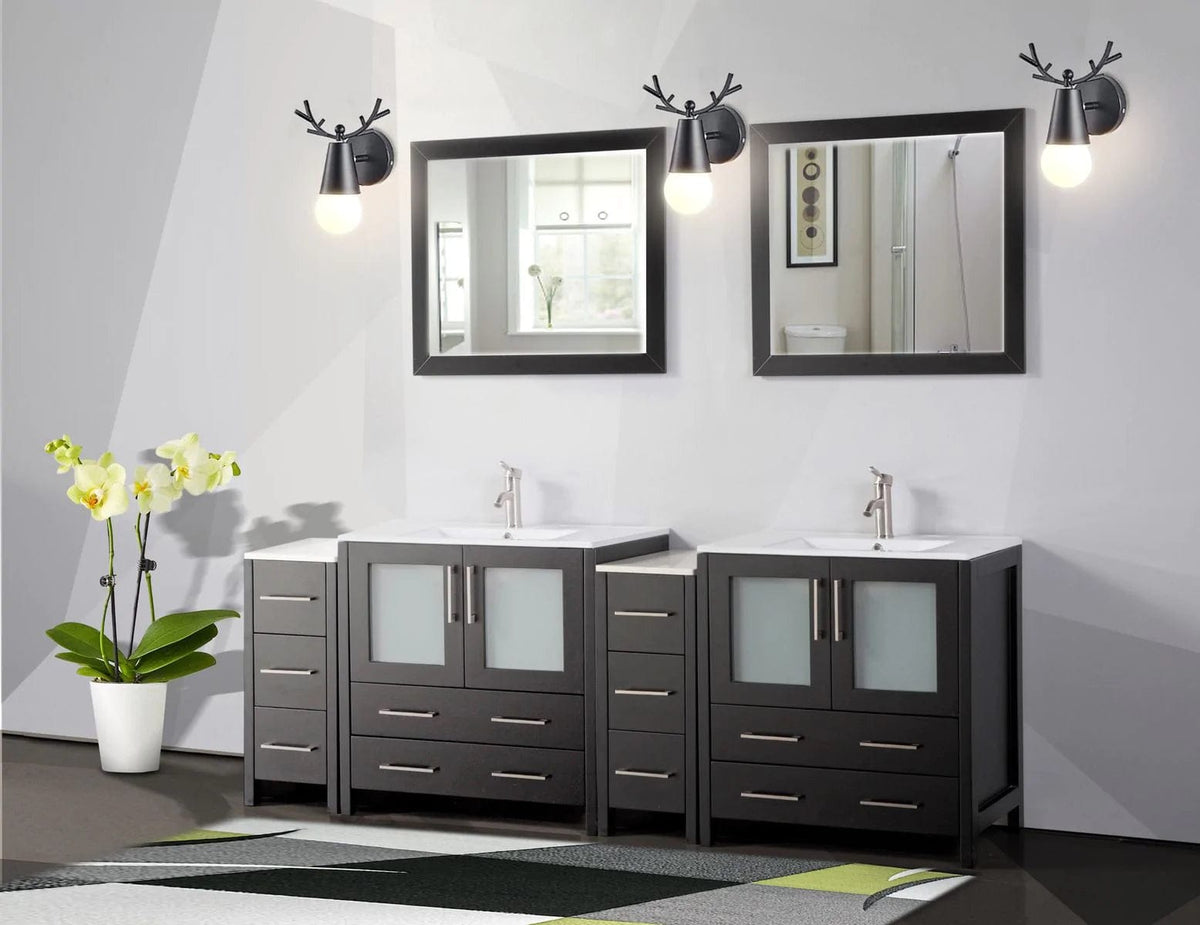 Ocean Royal 84 in. Espresso Double Vanity Set with Mirrors