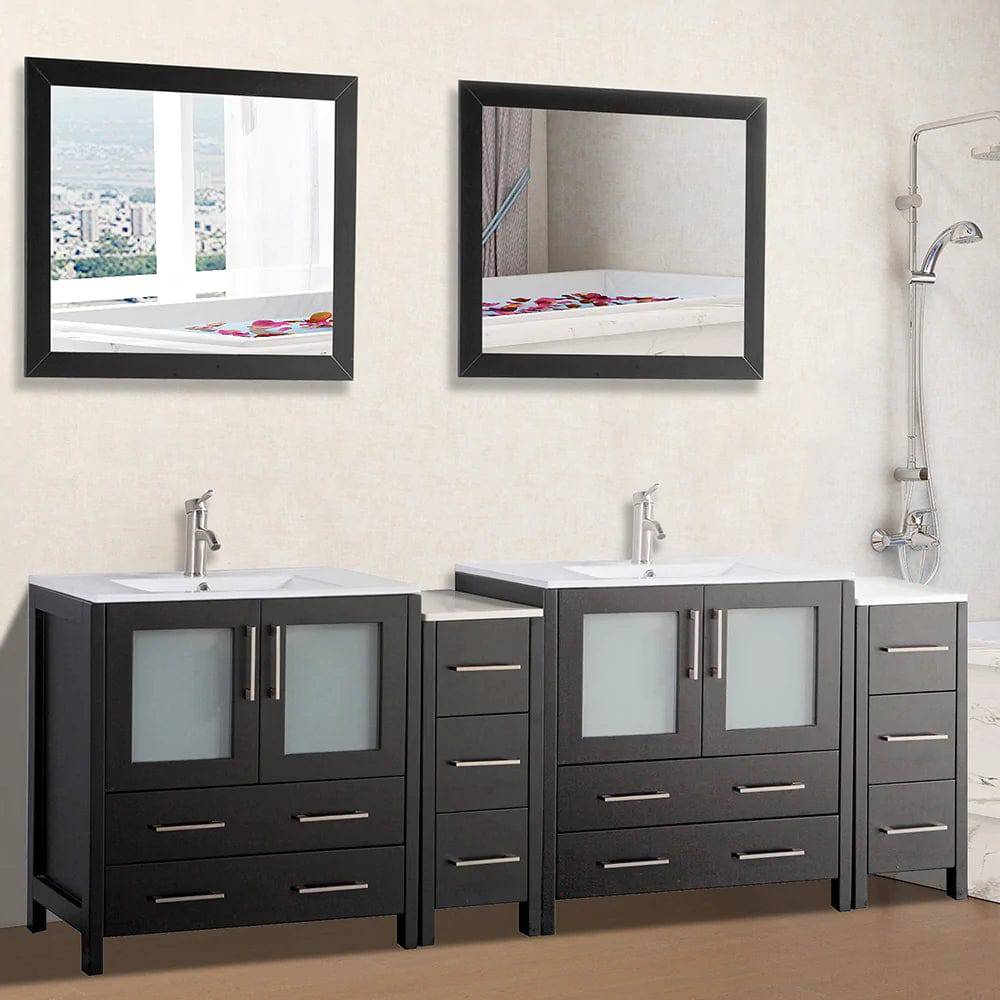 Ocean Royal 84 in. Espresso Double Vanity Set with Mirrors
