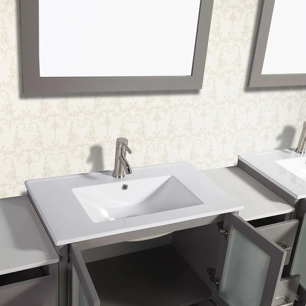 Ocean Royal 84 in. Espresso Double Vanity Set with Mirrors