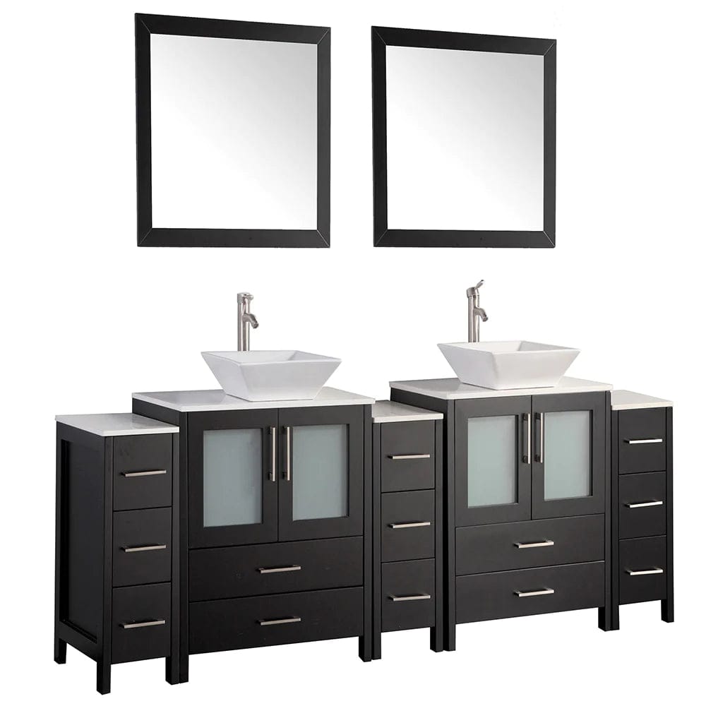 96 in. Double Sink Bathroom Vanity Combo Set in Espresso