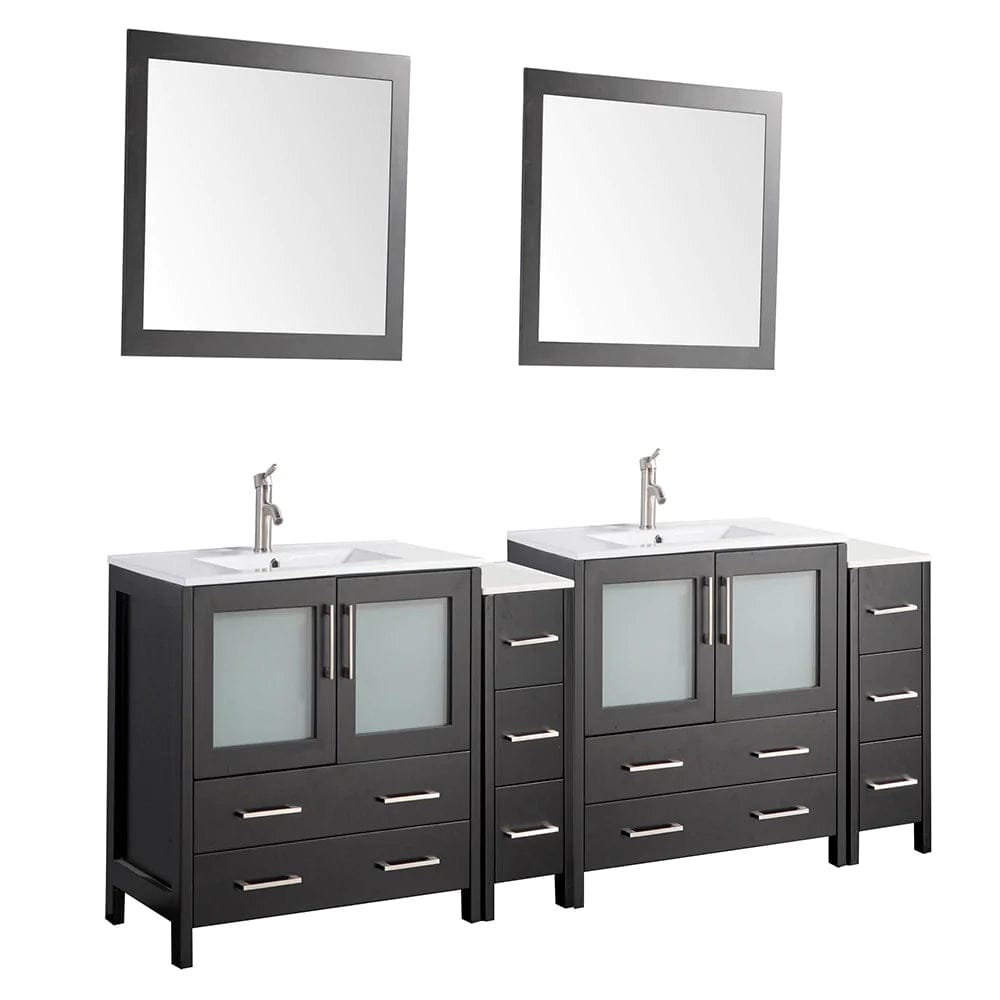Ocean Royal 96 in. Espresso Double Vanity Set with Mirrors