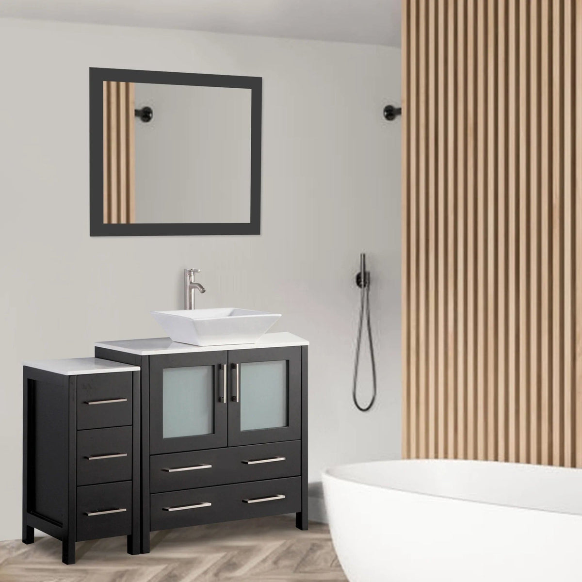 Conjunto de tocador de baño con lavabo individual de 42 pulgadas en color espresso