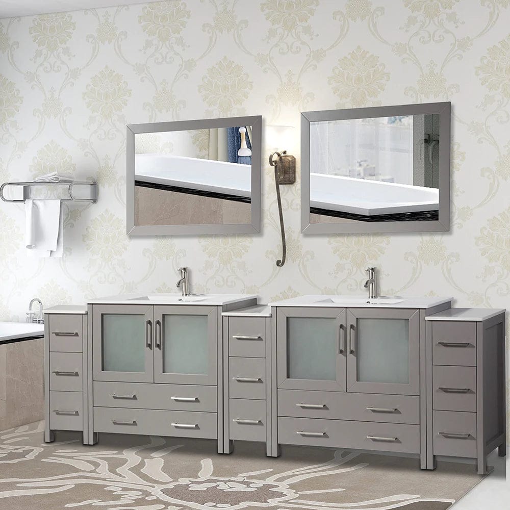 Ocean Royal 108 in. Gray Double Vanity Set with Two Mirrors