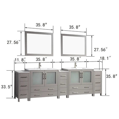 108 in. Double Sink Modern Bathroom Vanity Compact Set in Gray - Decohub Home