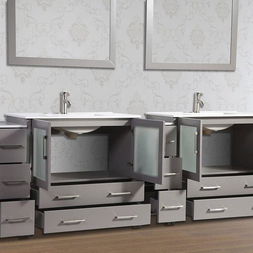 Ocean Royal 108 in. Gray Double Vanity Set with Two Mirrors