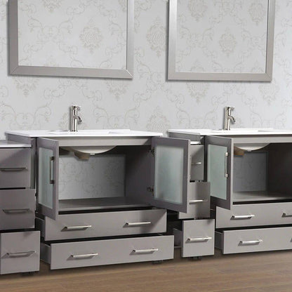 108 in. Double Sink Modern Bathroom Vanity Compact Set in Gray - Decohub Home