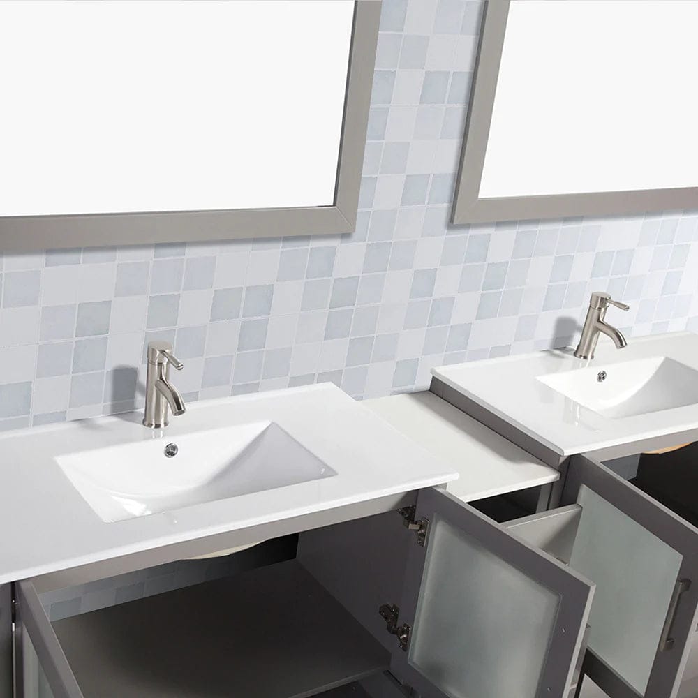 Ocean Royal 108 in. Gray Double Vanity Set with Two Mirrors