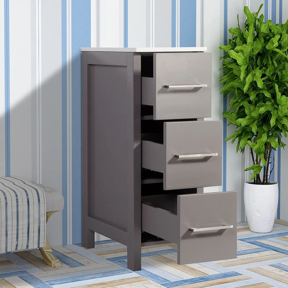 Ocean Royal 12 in. Gray 3-Drawer Side Cabinet