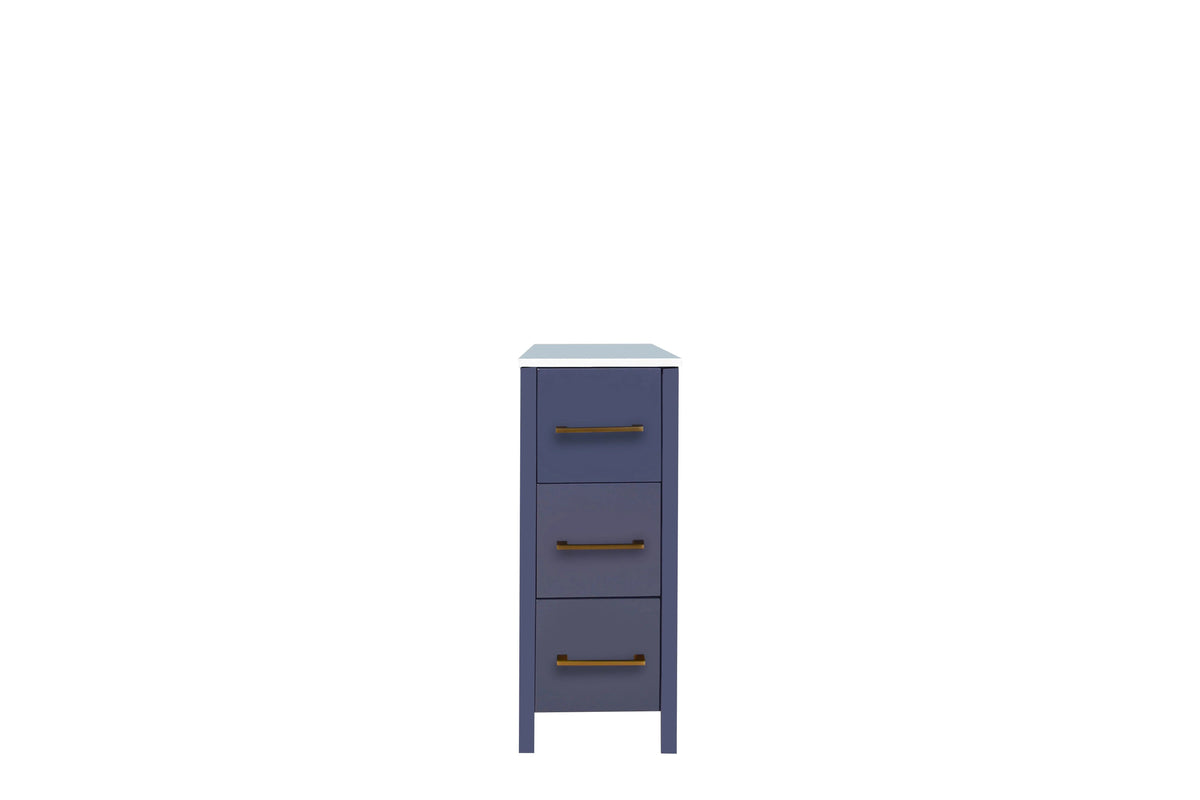 Ocean Royal 12 in. Gray 3-Drawer Bathroom Side Cabinet