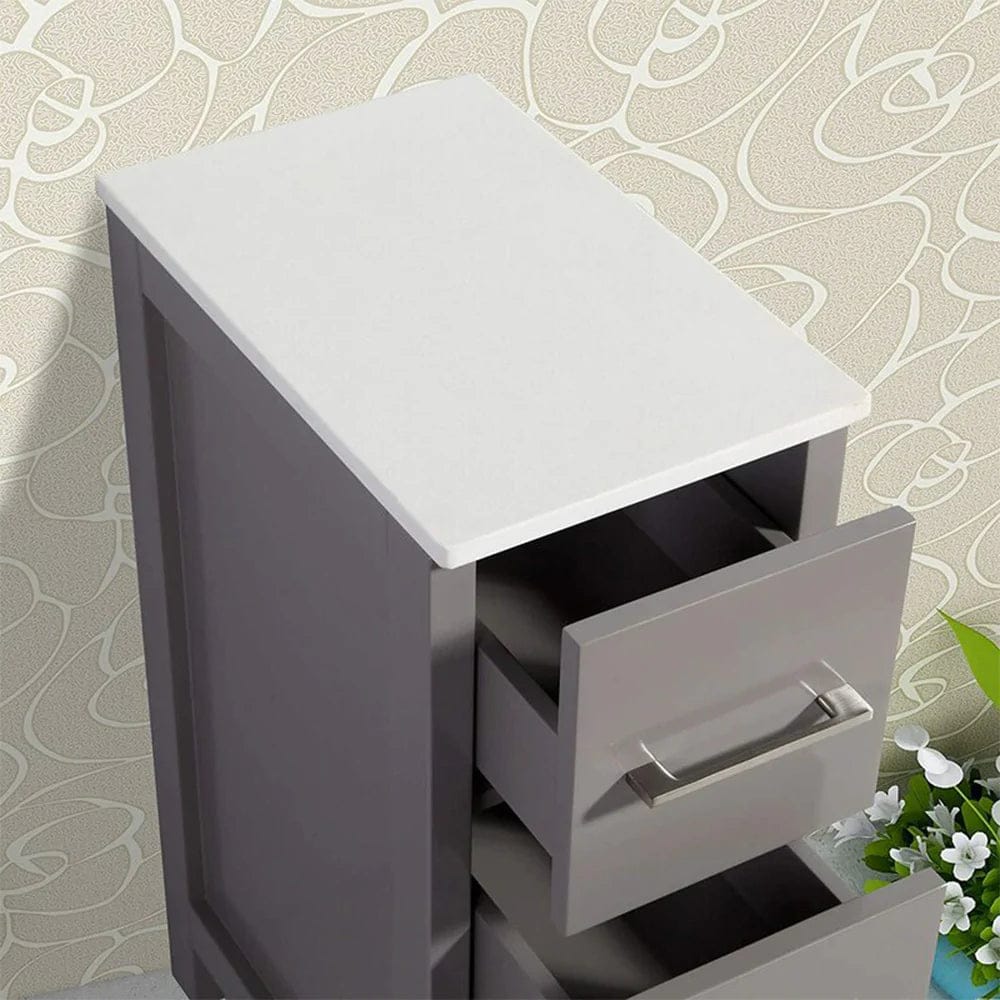 Ocean Royal 12 in. Gray 3-Drawer Bathroom Side Cabinet