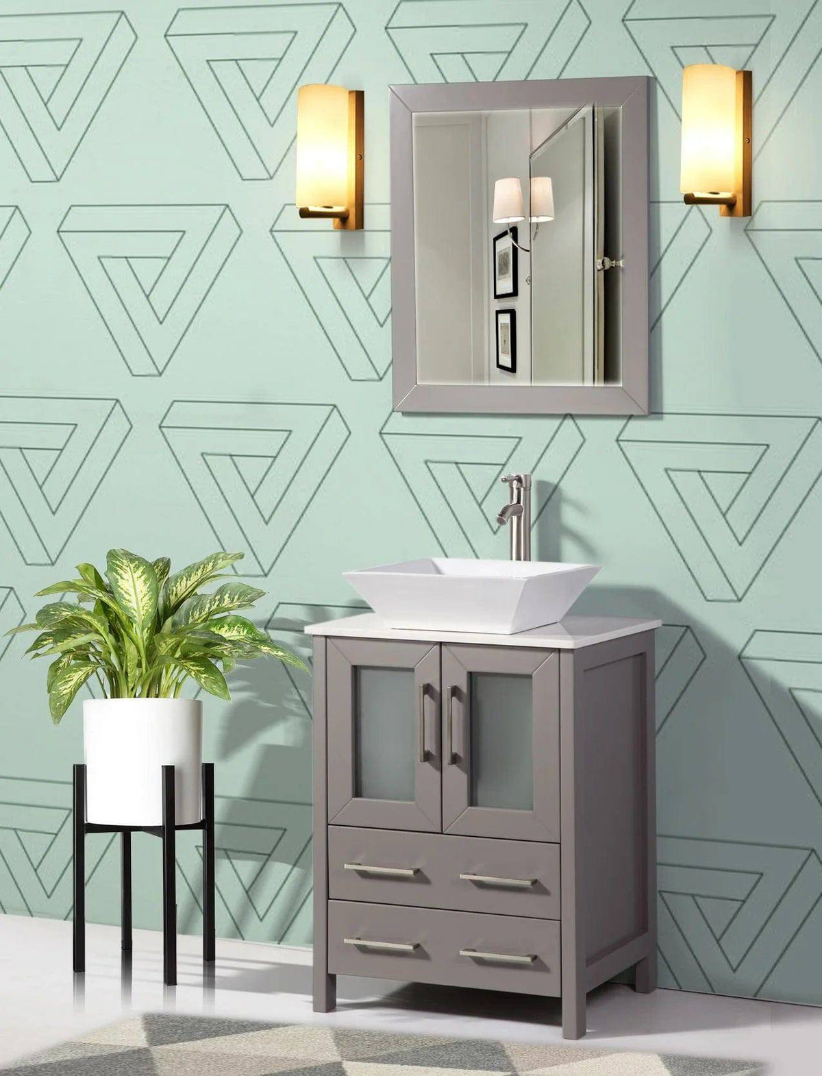 Ocean Royal 24 in. Gray Single Sink Vanity Set with 2 Drawers