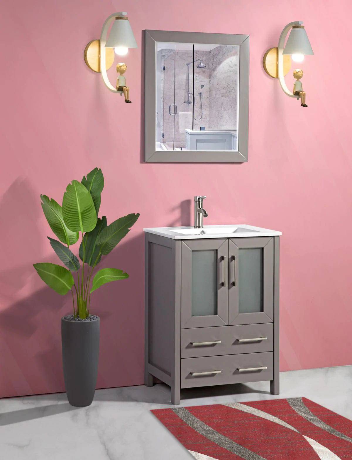 Ocean Royal 24 in. Gray Single Sink Vanity with 2 Drawers