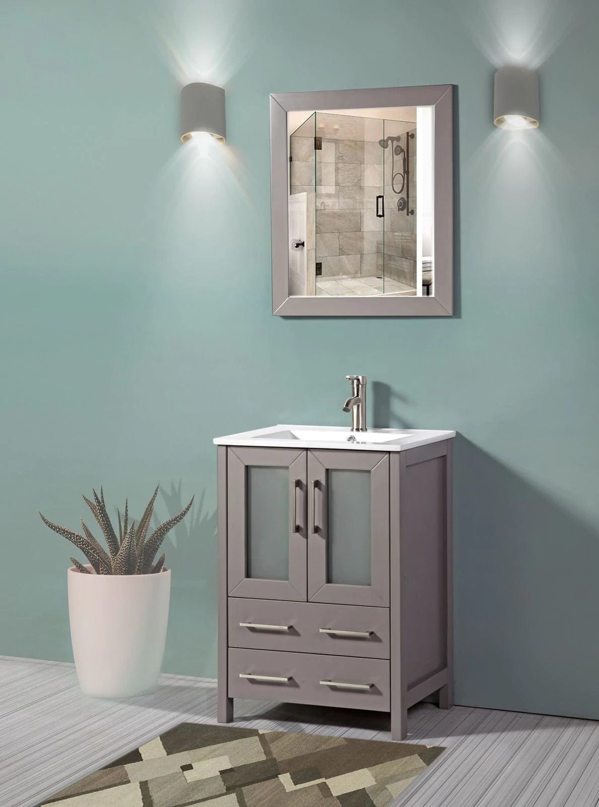 Ocean Royal 24 in. Gray Single Sink Vanity with 2 Drawers