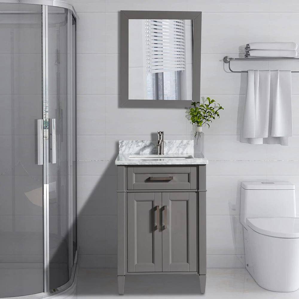 Juego de tocador de baño con lavabo individual de 24 pulgadas en gris