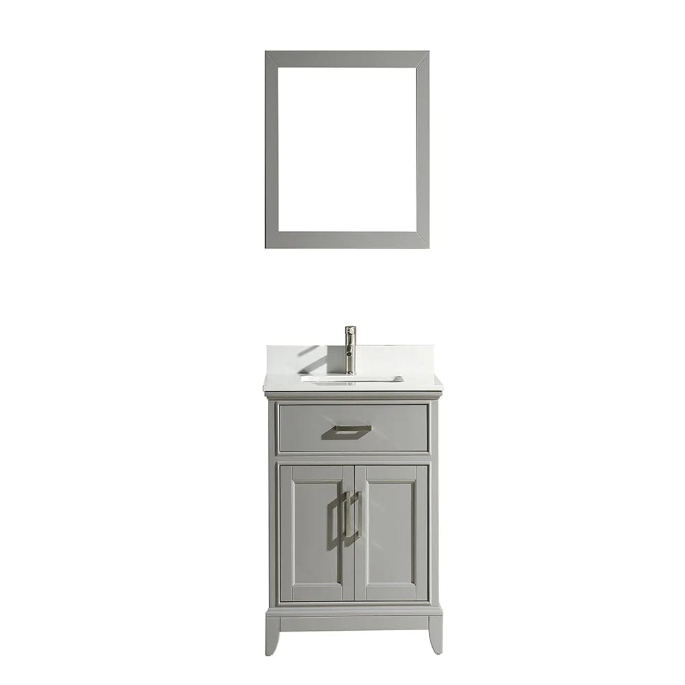 Juego de tocador de baño con lavabo individual de 24 pulgadas en gris