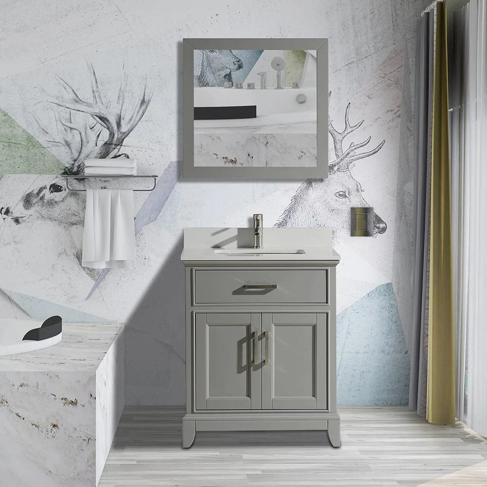 Juego de tocador de baño con lavabo individual de 24 pulgadas en gris