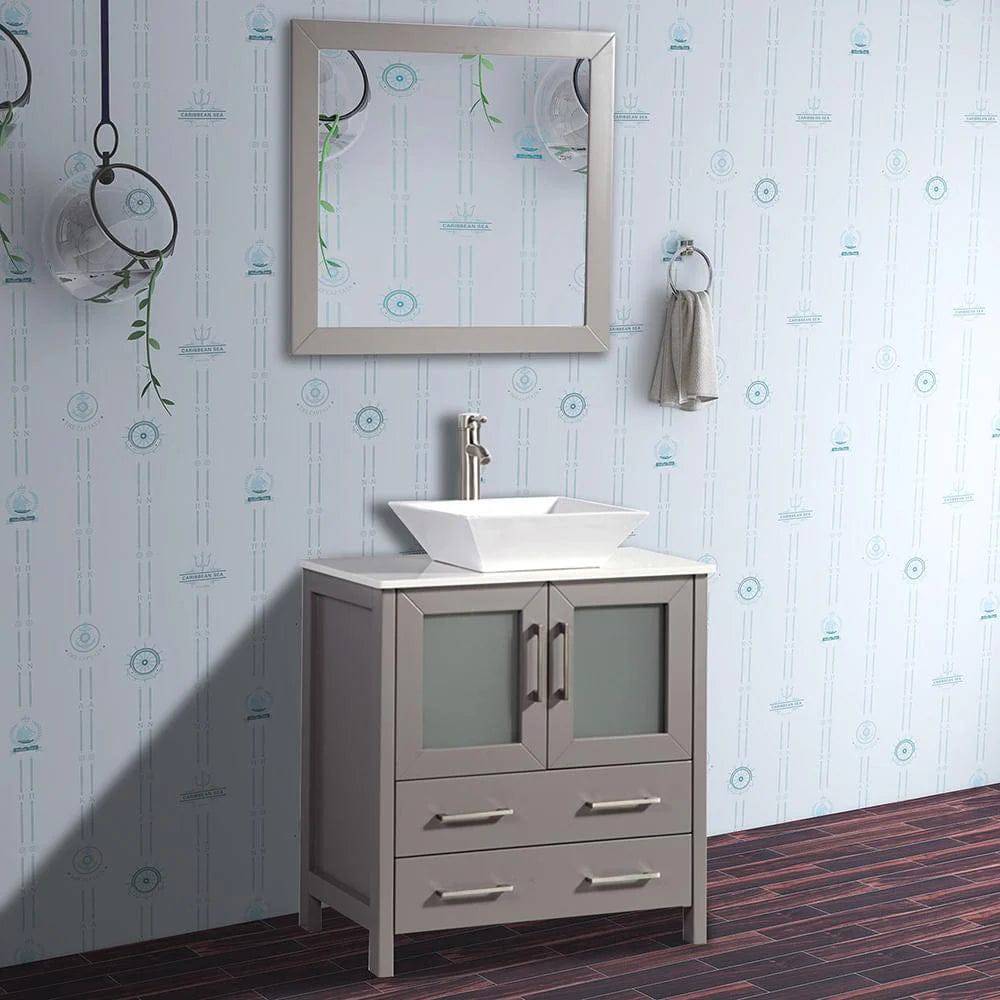 30 in. Single Sink Small Bathroom Vanity Set in Gray