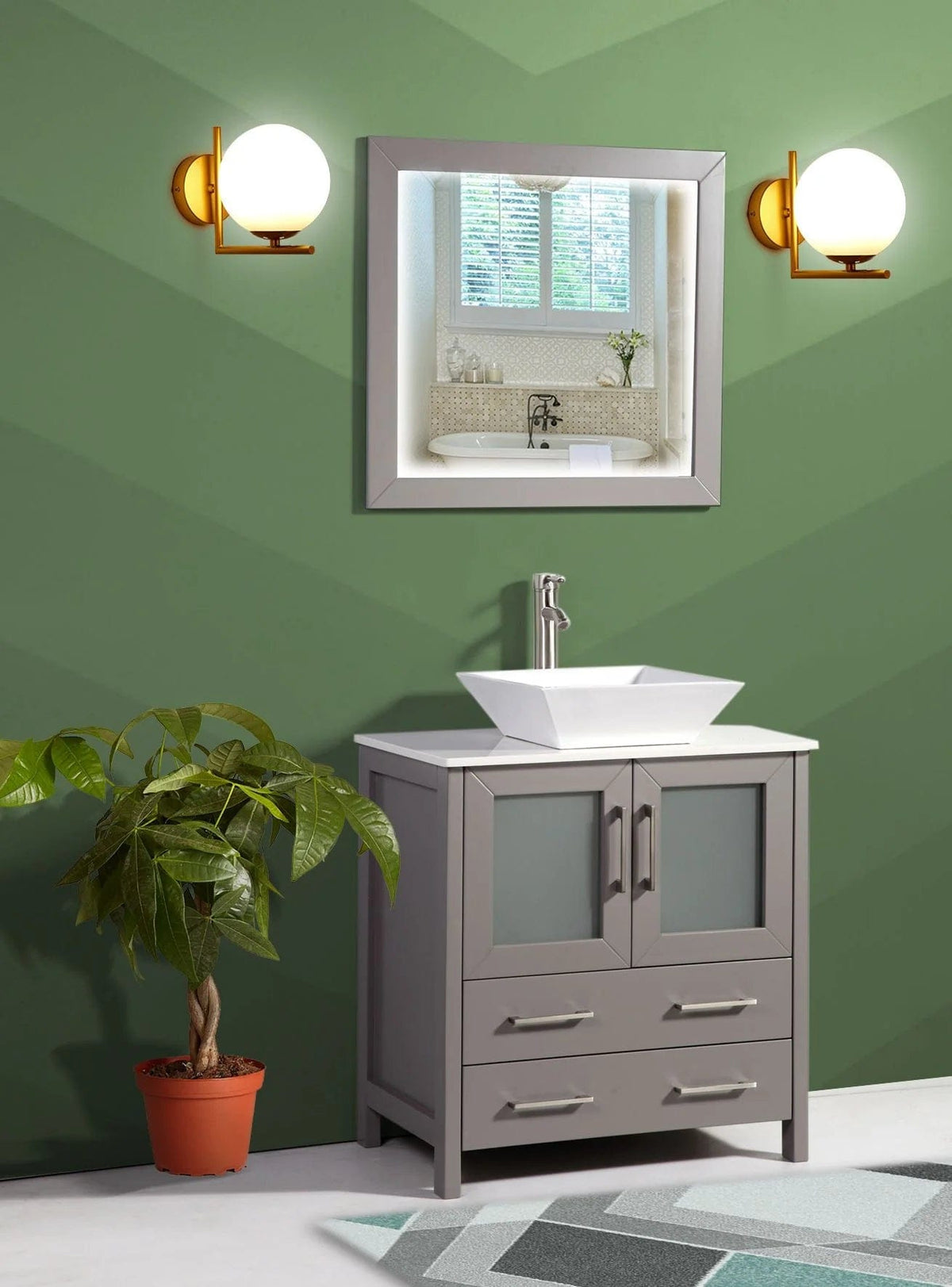 30 in. Single Sink Small Bathroom Vanity Set in Gray
