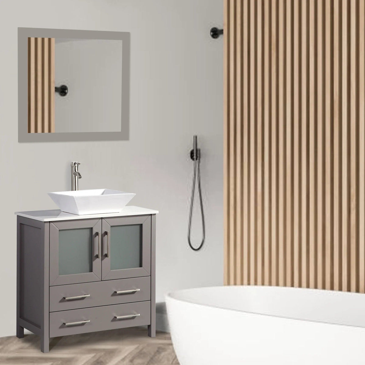 30 in. Single Sink Small Bathroom Vanity Set in Gray