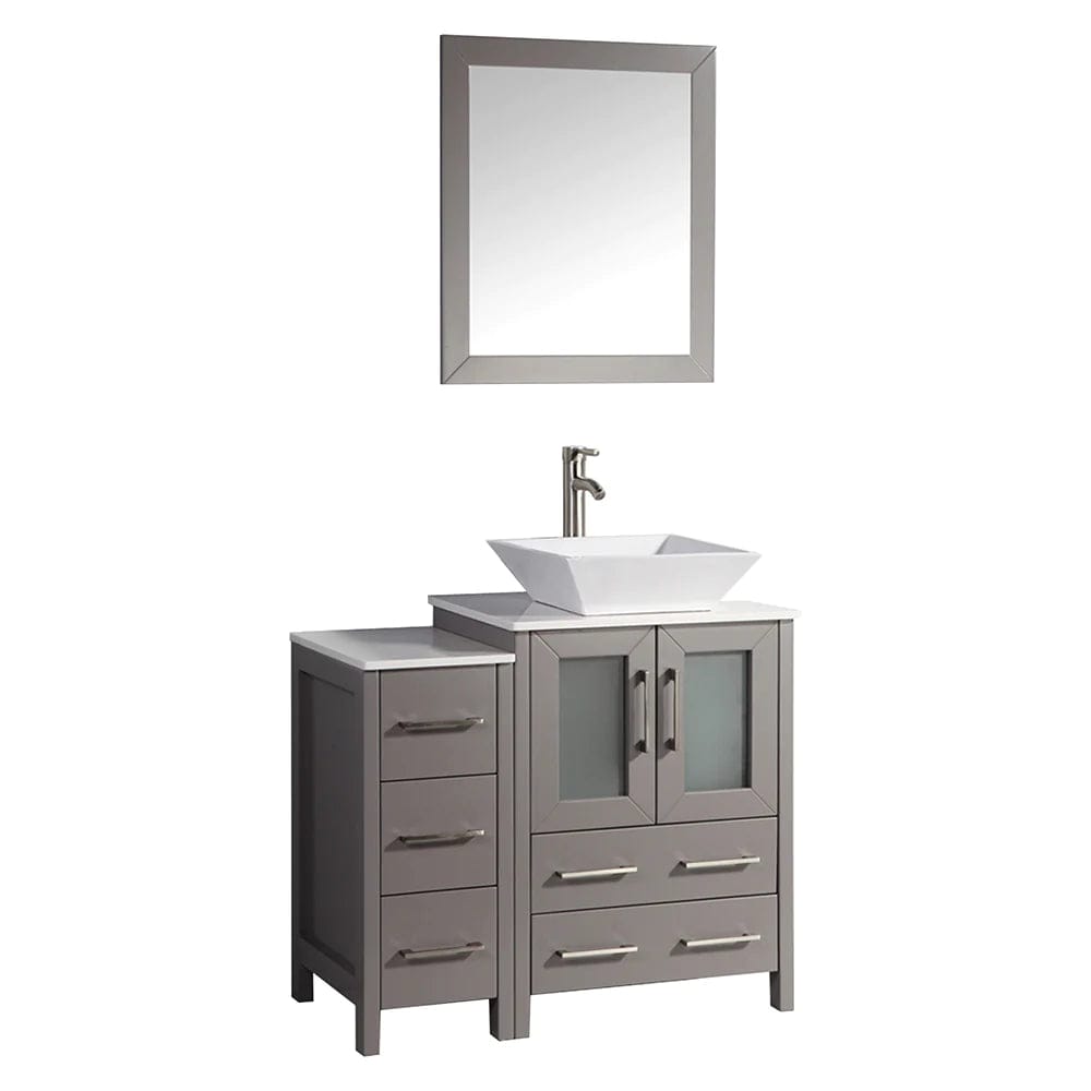 Conjunto de tocador de baño con lavabo individual de 36 pulgadas en gris
