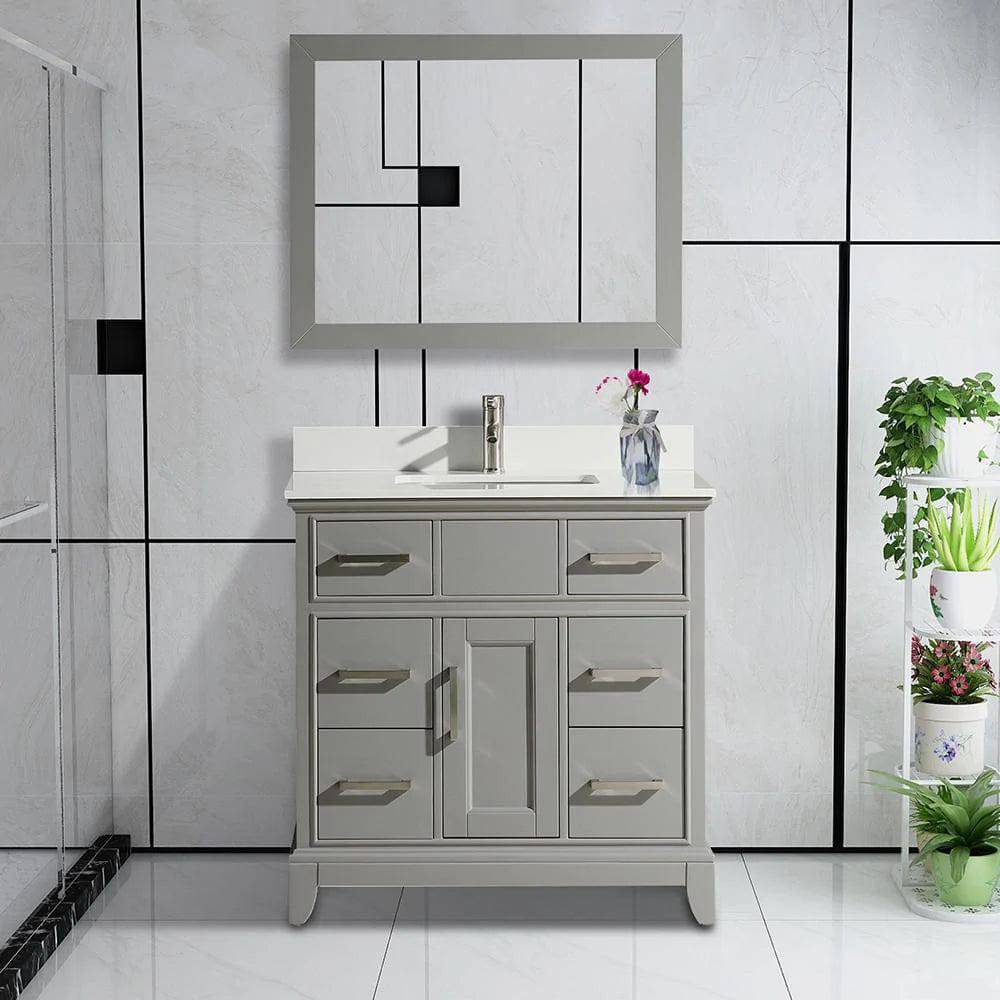 Ocean Royal 36 in. Gray Single Sink Vanity Set with Mirror