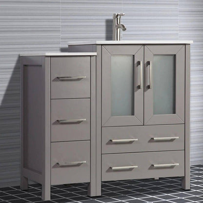 36 in. Single Sink Modern Bathroom Vanity Combo Set in Gray - Decohub Home