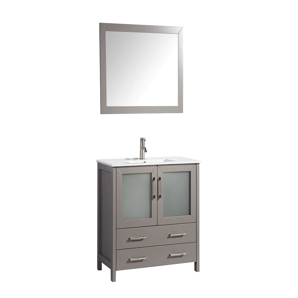 Conjunto de tocador de baño moderno compacto con lavabo individual de 36 pulgadas en gris