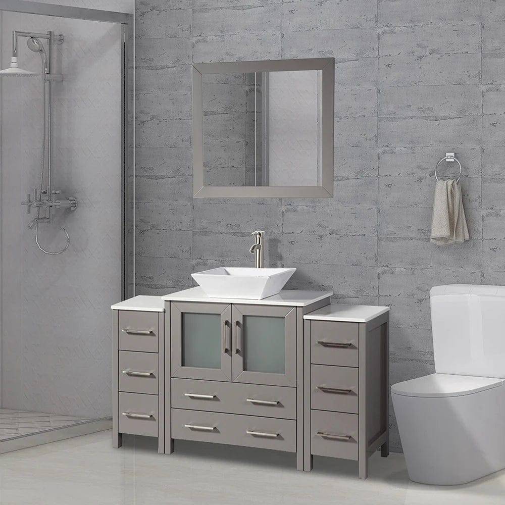 Ocean Royal 54 in. Gray Single Sink Vanity Set with 8 Drawers
