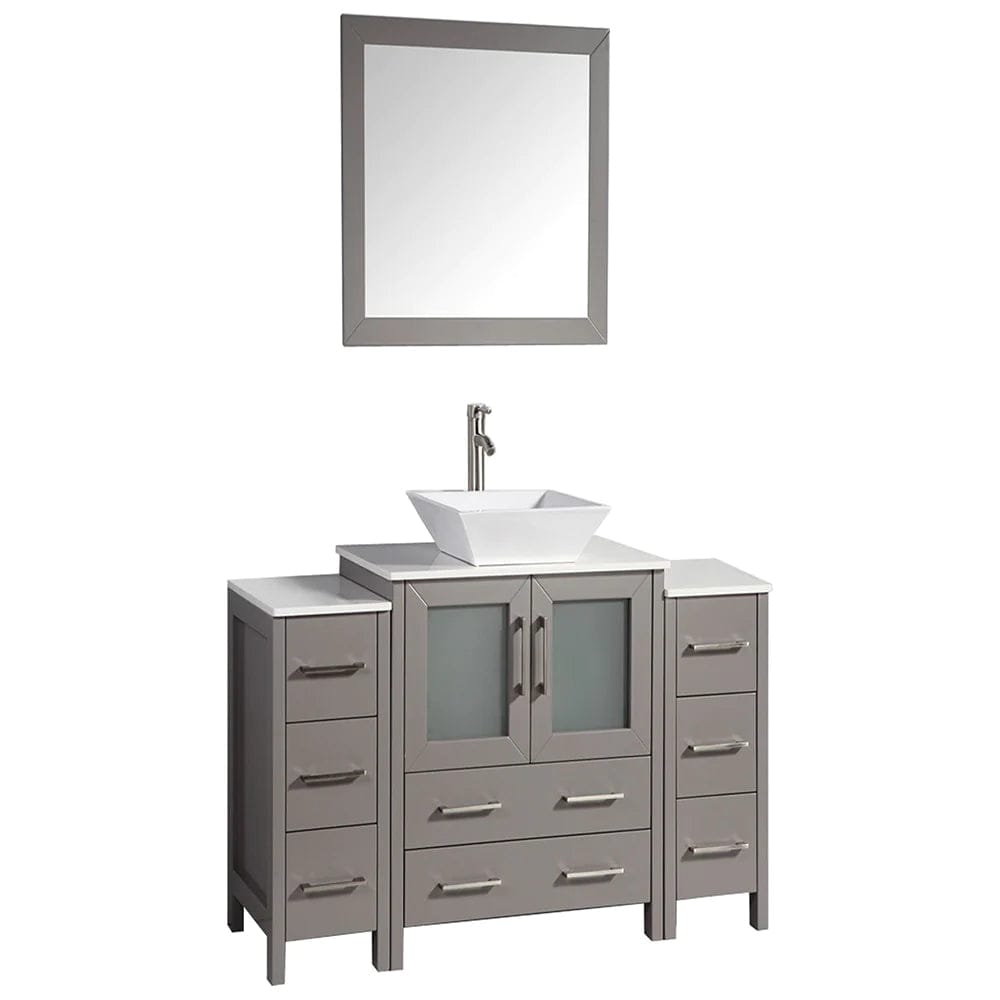 Ocean Royal 54 in. Gray Single Sink Vanity Set with 8 Drawers