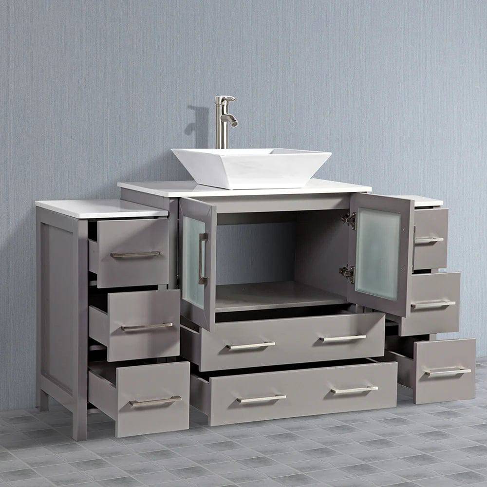 Ocean Royal 54 in. Gray Single Sink Vanity Set with 8 Drawers
